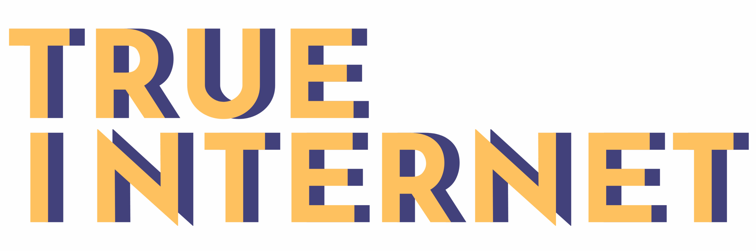 logo True Internet titre uniquement jaune sur mauve